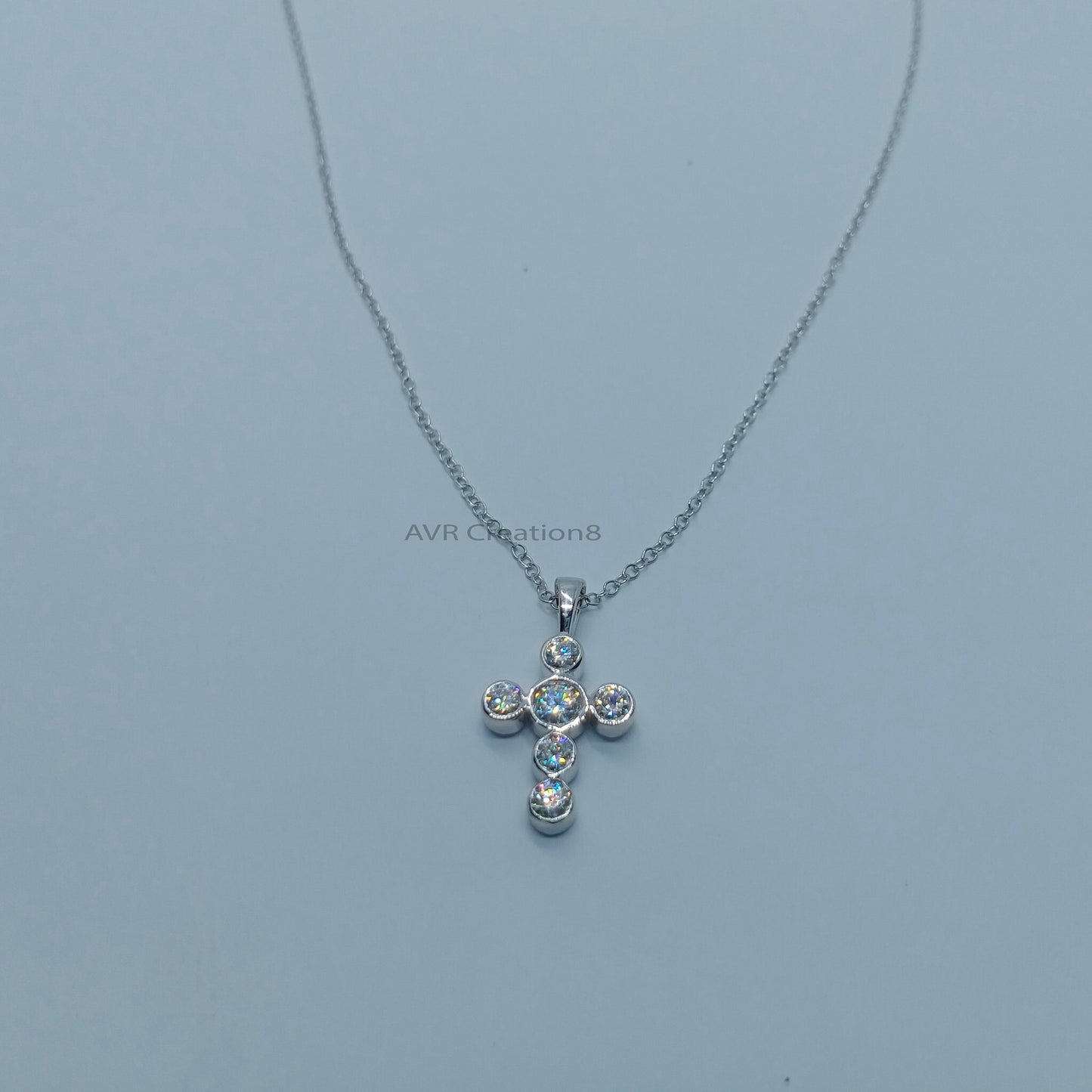 Diamond Cross Pendant, Tiny Cross Pendant Necklace, Diamond Women Necklace, Bezel Diamond Setting, Anniversary Gift, Daily Use Cross For Her