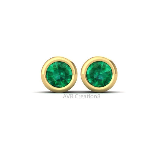 Dainty Emerald Green Stud Earrings | Minimalist Green Gemstone Studs | May Birthstone Jewelry | Everyday Green Earrings Gift for Her