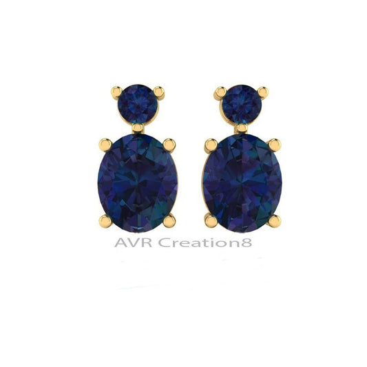 Oval Blue Sapphire Dangle Earrings, Sapphire Drop Earrings, September Birthstone Earrings, Gifts For Mom, Earrings For Women, Blue Gemstone