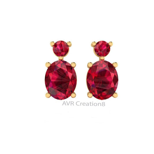 Ruby Red Oval Cut Drop Earrings, Gemstone Earrings, July Birthstone Gift, Earrings For Women, Silver Drop Dangle Earrings, Ruby Earrings