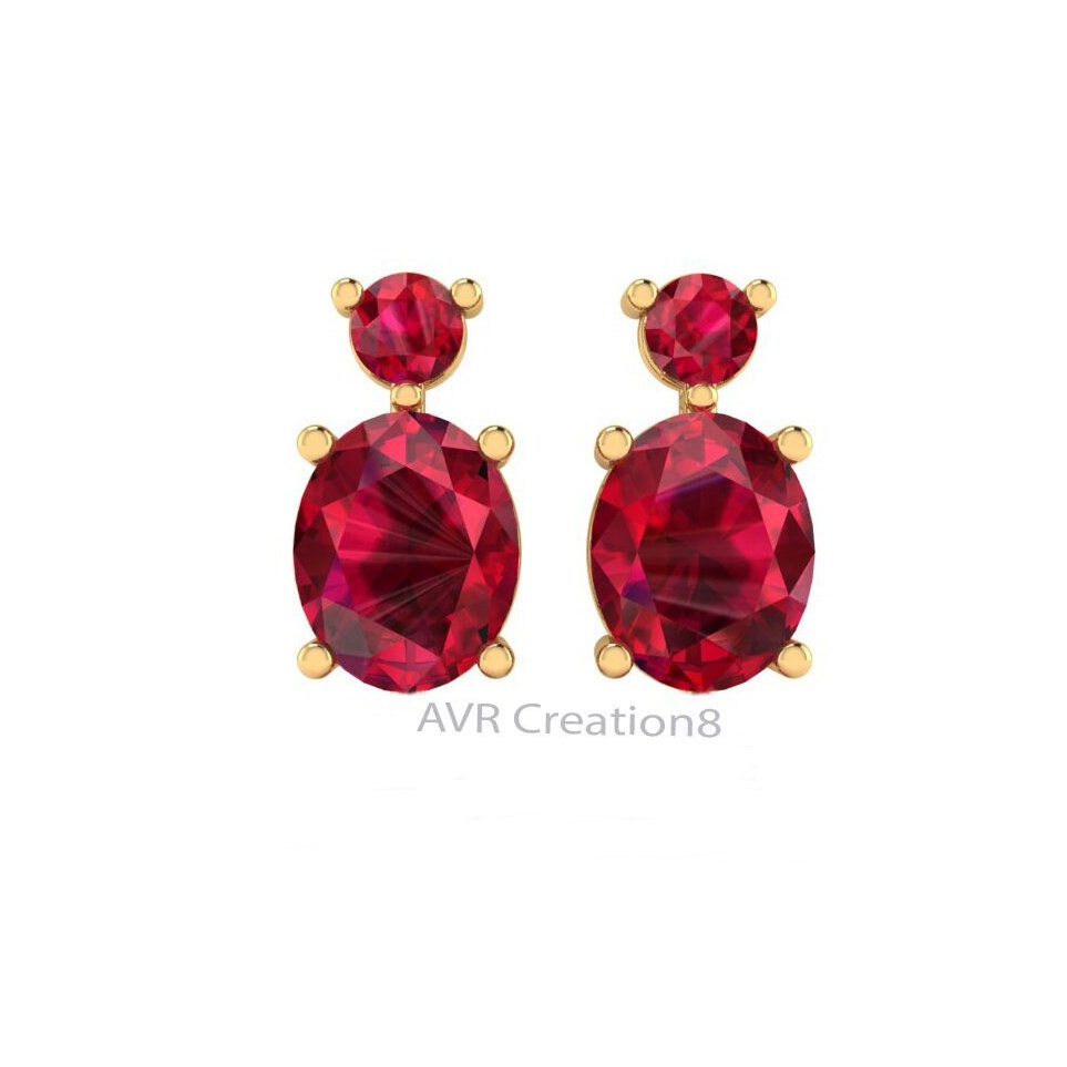 Ruby Red Oval Cut Drop Earrings, Gemstone Earrings, July Birthstone Gift, Earrings For Women, Silver Drop Dangle Earrings, Ruby Earrings