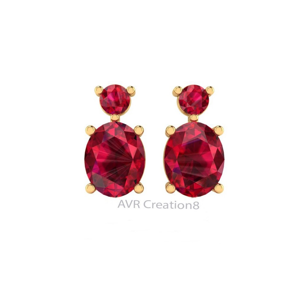 Ruby Red Oval Cut Drop Earrings, Gemstone Earrings, July Birthstone Gift, Earrings For Women, Silver Drop Dangle Earrings, Ruby Earrings