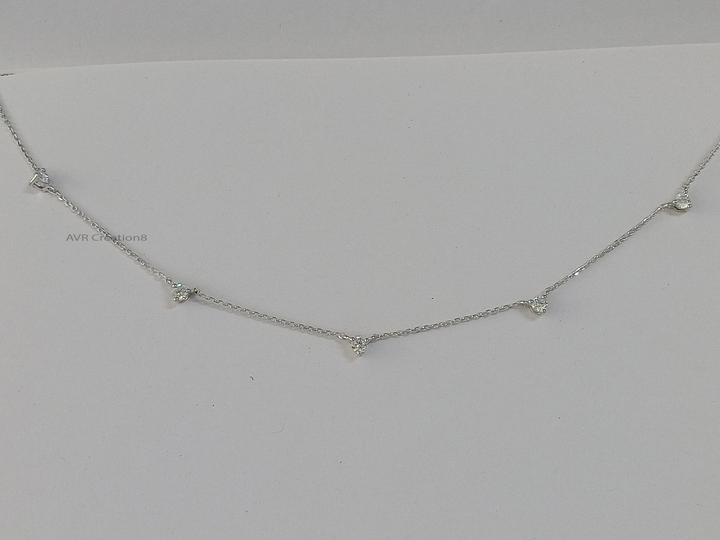 Dainty Diamond/CZ Station Necklace | Sterling Silver Scattered Stone Choker | Floating Diamond Necklace | Bridesmaid Gift | Everyday Jewelry
