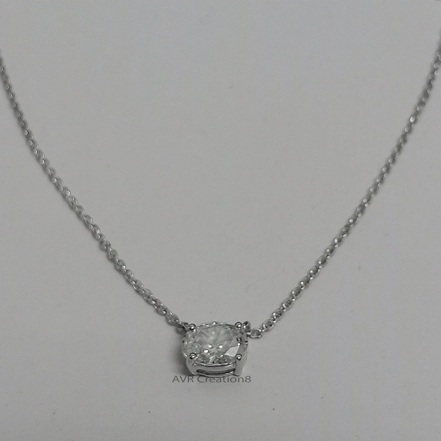 Dainty Moissanite Necklace | Round Solitaire Pendant | 925 Sterling Silver | 14k Gold Plated  | Minimalist Everyday Jewelry | Gift for Her