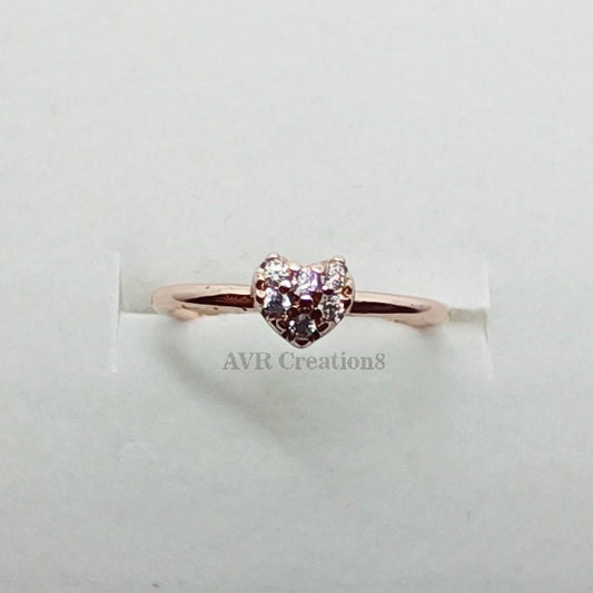 Tiny Heart Shape Diamond Promise Ring For Her, Pave Set Diamond Ring, Dainty Stackable Ring, 14K Rose Gold Plated, Handmade Ring For Woman