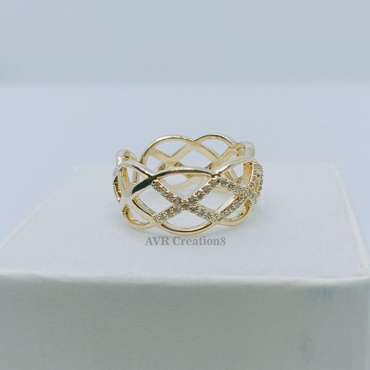 Criss Cross Ring, Pave Diamond X Ring, Wedding Band, Stackable Ring, Statement Ring for Her, Statement Ring, Diamond Band, Anniversary Gifts