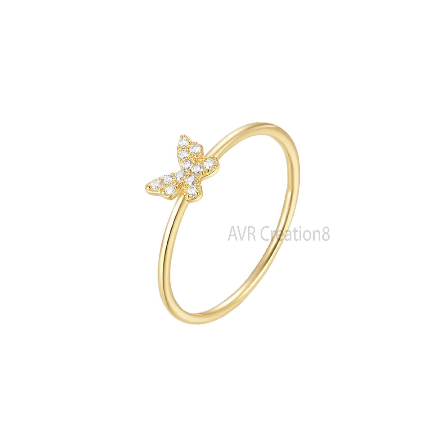 Butterfly Diamond Engagement Ring For Women, Cluster Diamond Ring, Stackable Ring, Handmade Ring, 925 Sterling Silver, Mothers Day Gifts