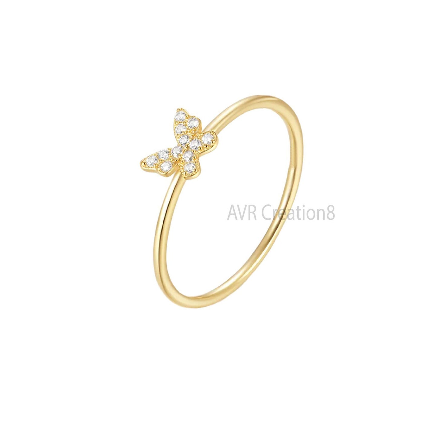 Butterfly Diamond Engagement Ring For Women, Cluster Diamond Ring, Stackable Ring, Handmade Ring, 925 Sterling Silver, Mothers Day Gifts