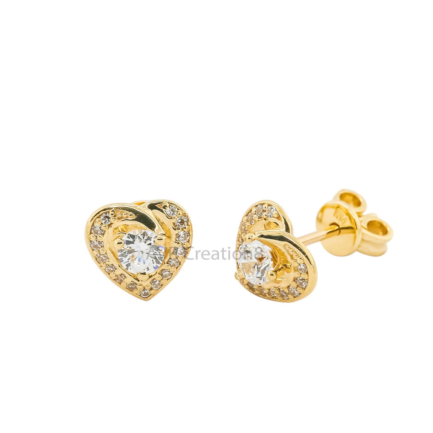 Heart Shape Dainty Diamond Stud Earrings, Prong Set Diamond Stud Earrings, 925 Sterling Silver, Earrings For Women, Mothers Day Gifts
