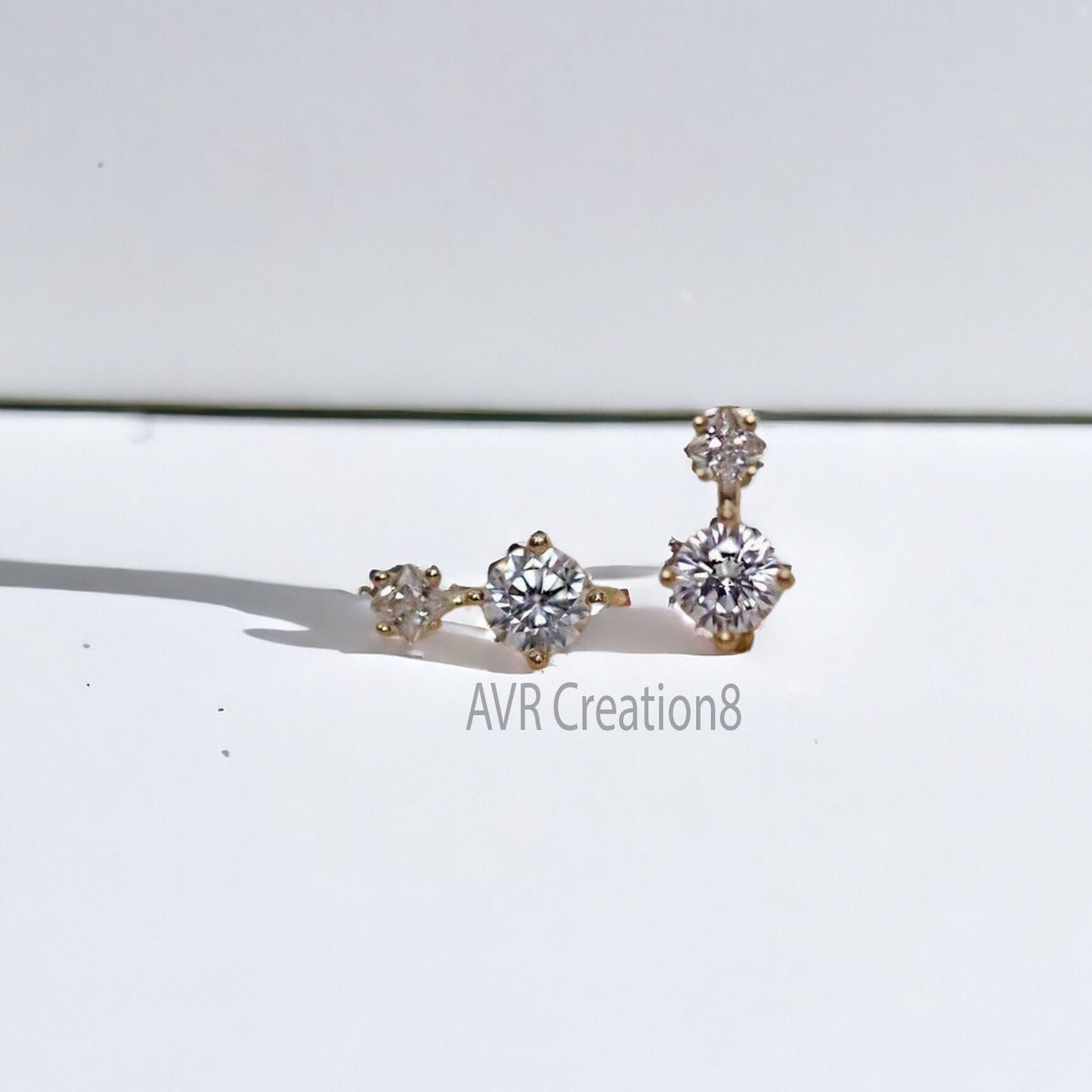 Round Cut Diamond Hoop Earrings For Her, Minimalist Diamond Earring, Daily Use Earrings, 14K Yellow Gold Plated, Mothers Day Gifts Earrings