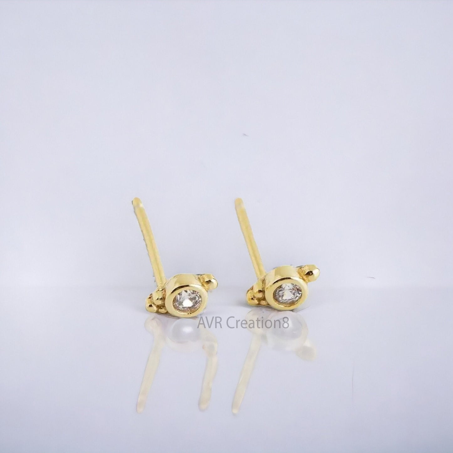 Tiny Diamond Bezel Set Dainty Stud Earrings For Her, Pushback Stud Earrings, Daily Use Diamond Earrings, 925 Sterling Silver, Gifts For Her