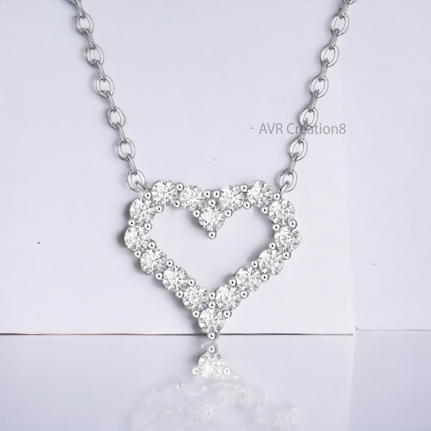 Heart Shape Round Cut Necklace Pendant, Diamond Pendant Necklace, Personalized Gifts Pendant, 925 Sterling Silver, Gifts For Girlfriend