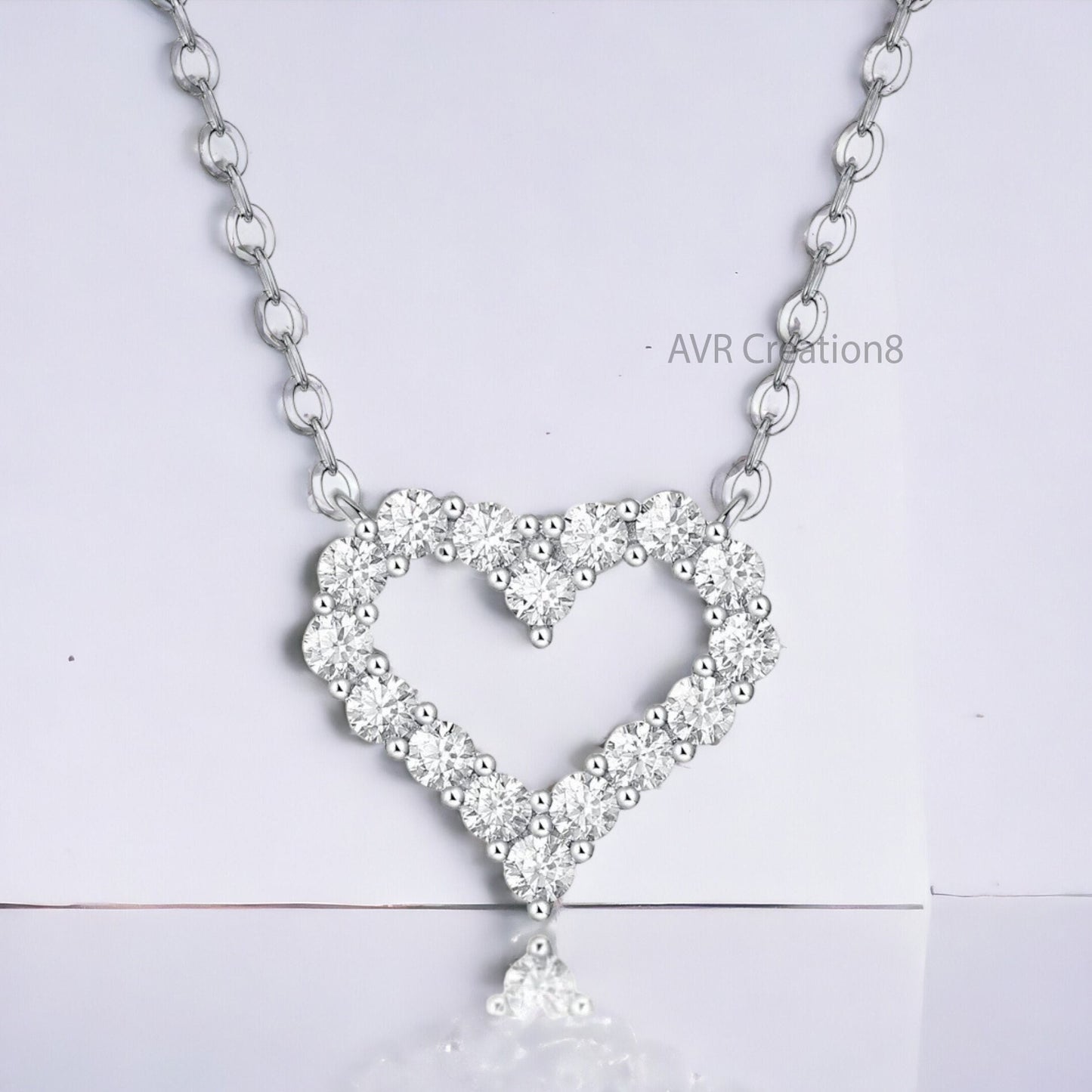 Heart Shape Round Cut Necklace Pendant, Diamond Pendant Necklace, Personalized Gifts Pendant, 925 Sterling Silver, Gifts For Girlfriend