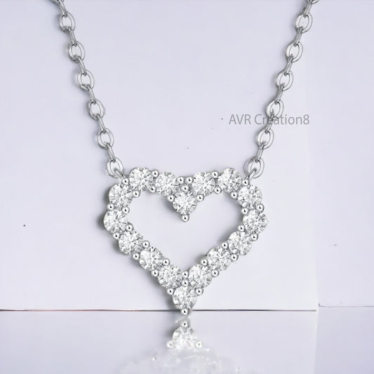 Heart Shape Round Cut Necklace Pendant, Diamond Pendant Necklace, Personalized Gifts Pendant, 925 Sterling Silver, Gifts For Girlfriend