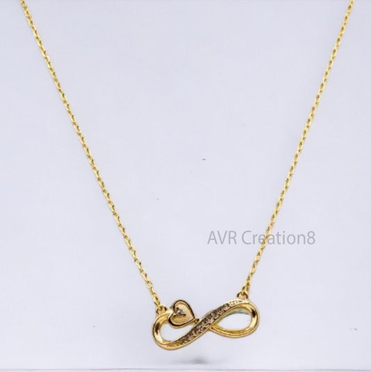 Infinity Symbol Dainty Diamond Necklace Pendant, Tiny Heart Pendant, Personalized Gifts, 14K Yellow Gold Plated, Anniversary Gifts For Her