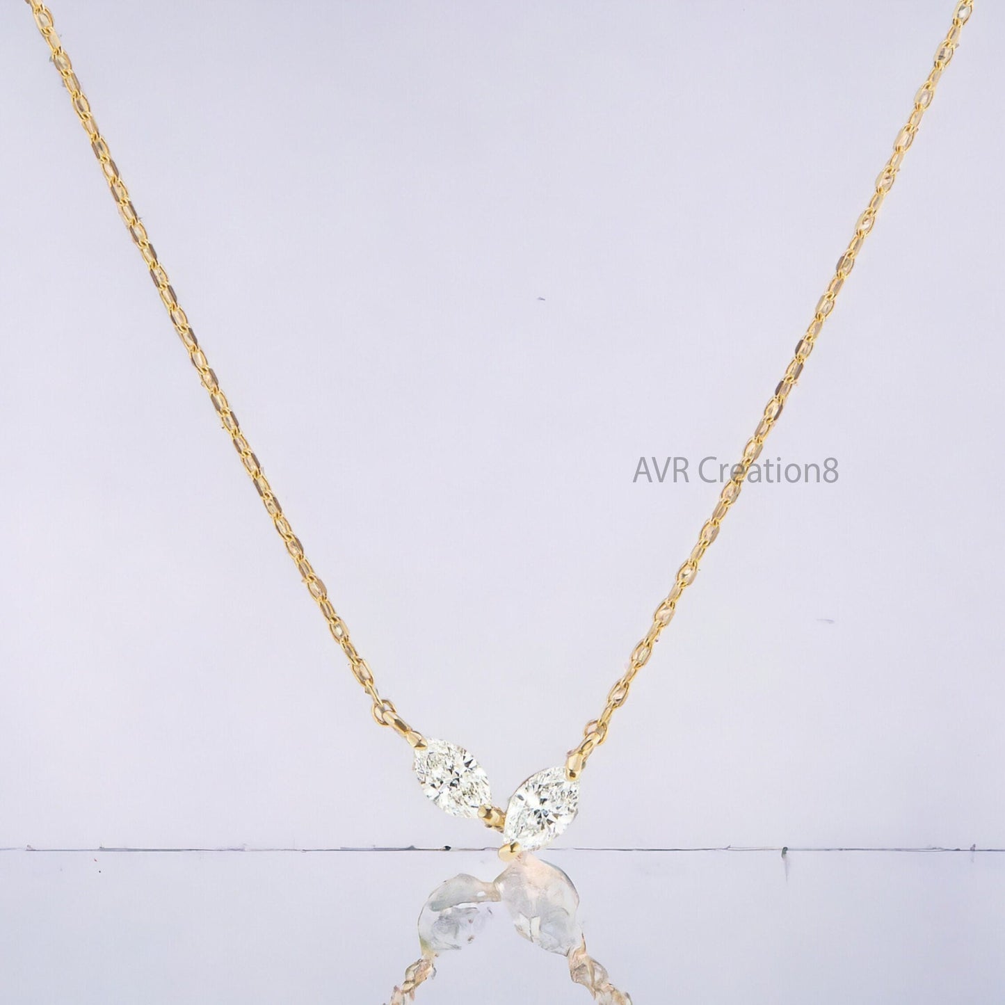 Double Stone Marquise Cut Pendant Necklace With Cable Chain, Diamond Pendant Necklace, Daily Use Pendant, 925 Sterling Silver, Gifts For Her