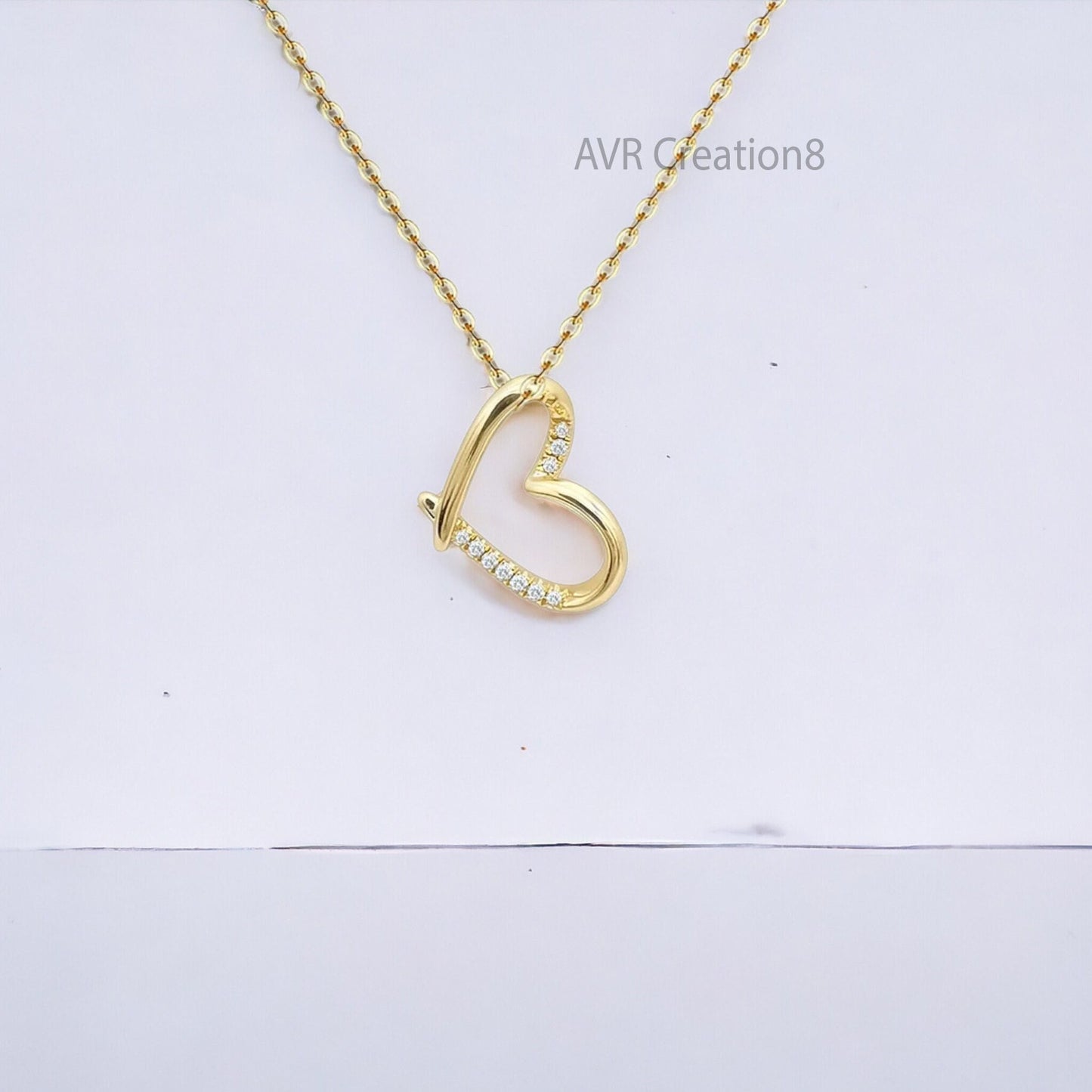 Open Heart Women's Necklace Pendant, Dainty Diamond Pendant Necklace, Personalized Gifts Pendant, 925 Sterling Silver, Gifts For Girlfriend