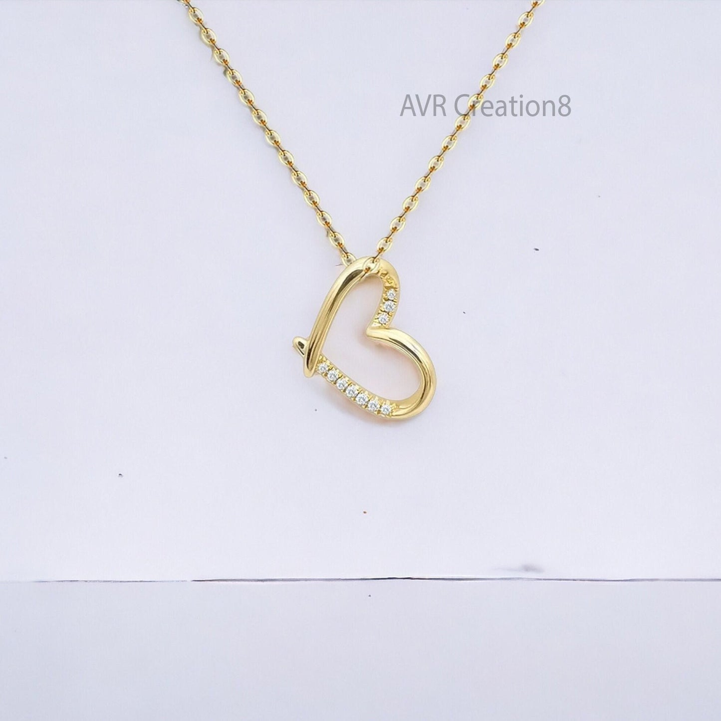 Open Heart Women's Necklace Pendant, Dainty Diamond Pendant Necklace, Personalized Gifts Pendant, 925 Sterling Silver, Gifts For Girlfriend