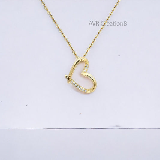 Open Heart Women's Necklace Pendant, Dainty Diamond Pendant Necklace, Personalized Gifts Pendant, 925 Sterling Silver, Gifts For Girlfriend