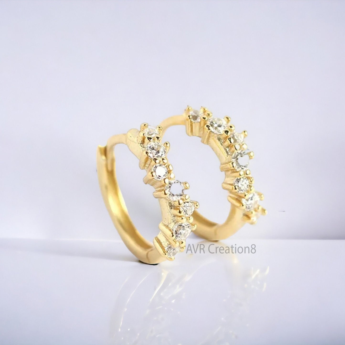 Dainty Diamond Women's Hoop Earrings, Cluster Diamond Earrings, Everyday Wear Earrings, 925 Sterling Silver, Mothers Day Sale, Gifts For Her