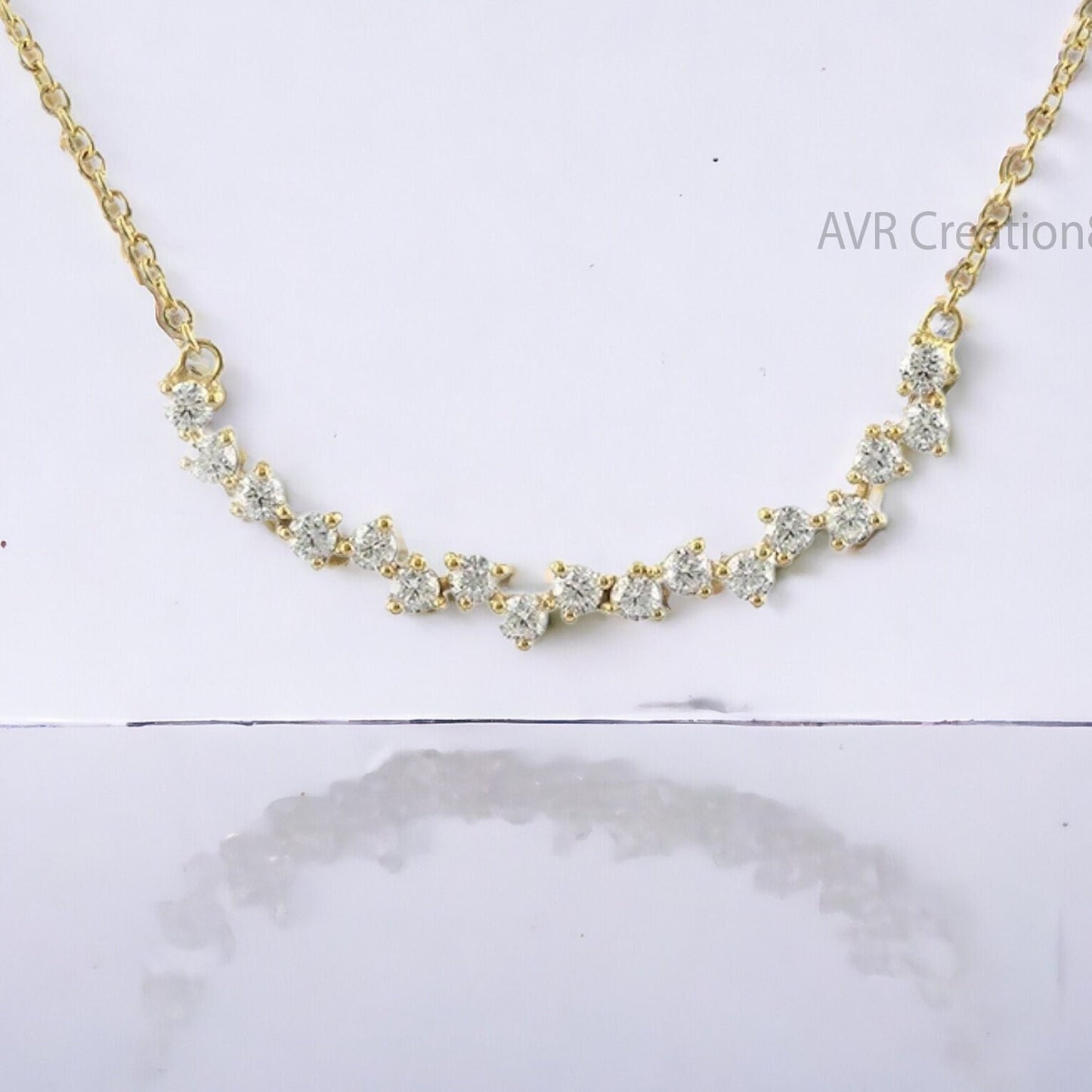 Cluster Diamond Necklace, Diamond Pendant, 14K Yellow Gold Plated, Personalized Gifts Pendant, Women's Anniversary  Pendant, Bridesmaid Gift