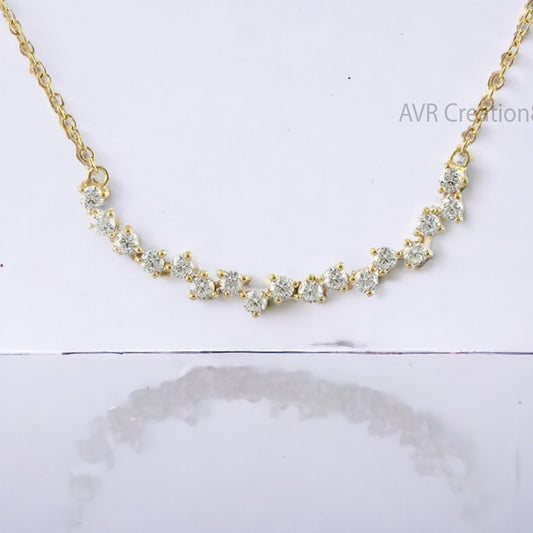 Cluster Diamond Necklace, Diamond Pendant, 14K Yellow Gold Plated, Personalized Gifts Pendant, Women's Anniversary  Pendant, Bridesmaid Gift