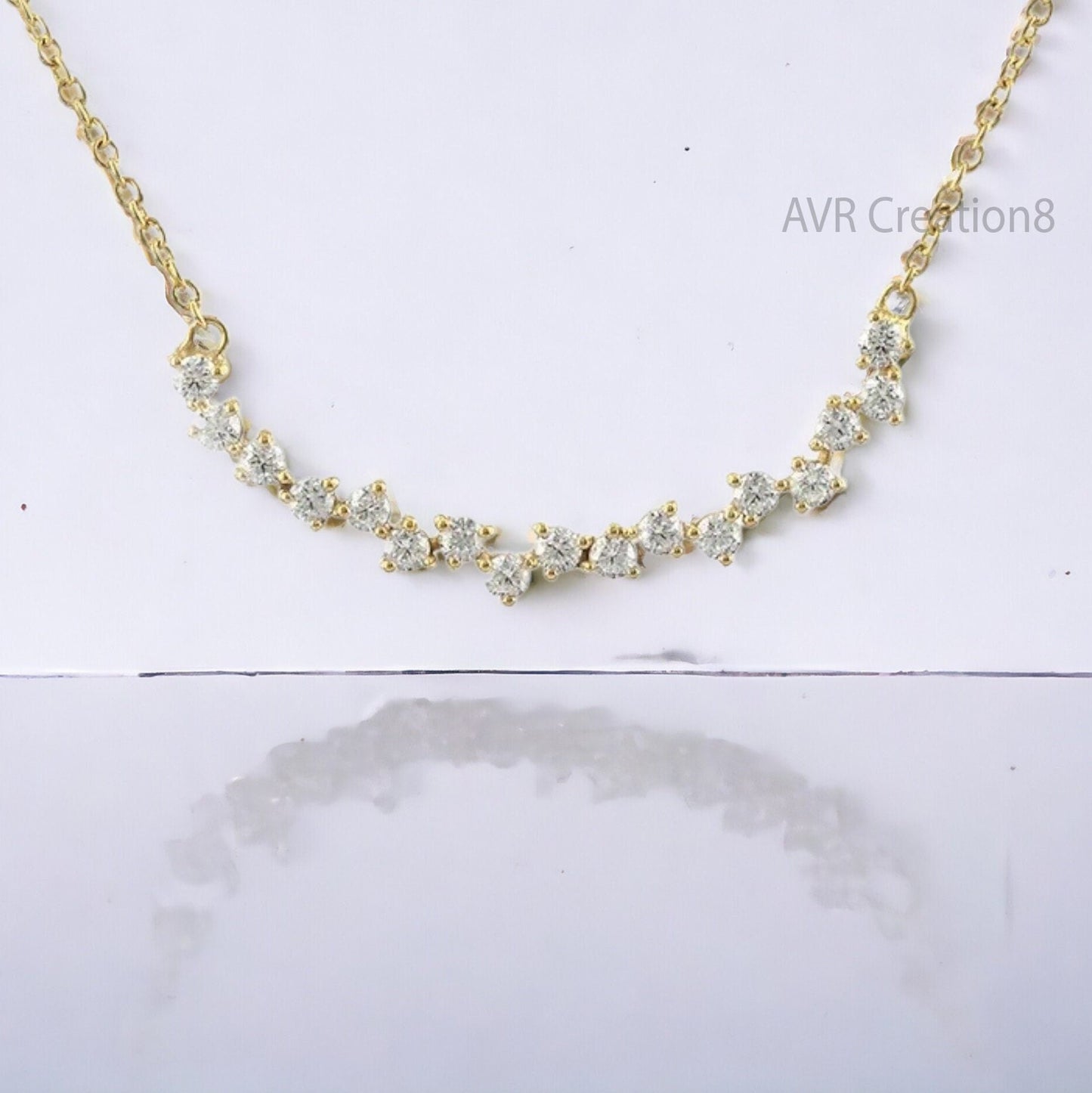 Cluster Diamond Necklace, Diamond Pendant, 14K Yellow Gold Plated, Personalized Gifts Pendant, Women's Anniversary  Pendant, Bridesmaid Gift
