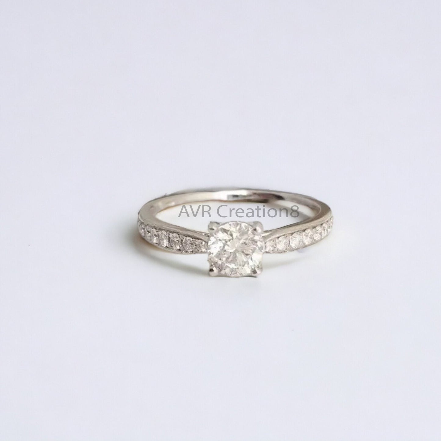 Round Cut Diamond Engagement Ring, Solitaire Diamond Ring, Handmade Women's Ring, 925 Sterling Silver, Anniversary Gifts, Women's Ring