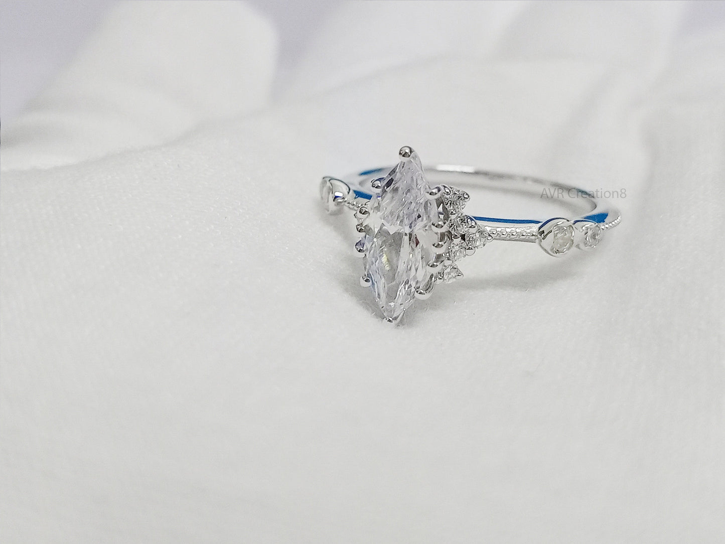 Marquise Diamond Engagement Ring | Unique Moissanite Ring | Dainty Wedding Ring | Sterling Silver Promise Ring | Gift For Her | Wedding Ring