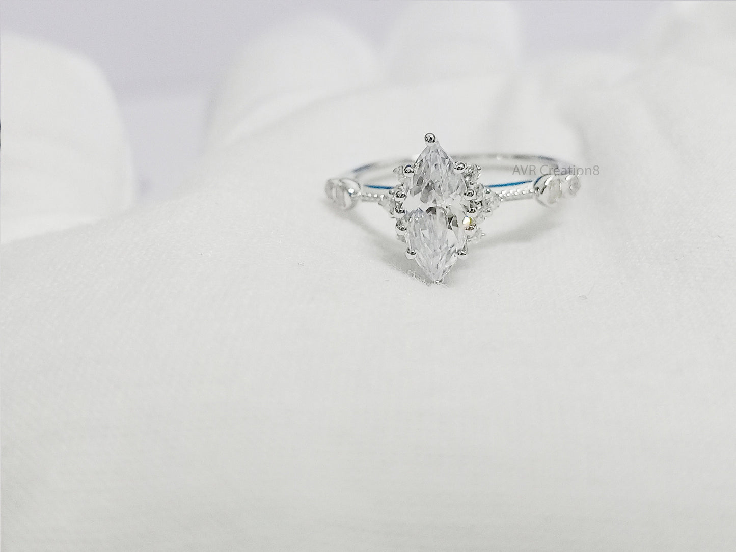 Marquise Diamond Engagement Ring | Unique Moissanite Ring | Dainty Wedding Ring | Sterling Silver Promise Ring | Gift For Her | Wedding Ring