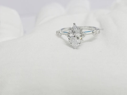 Marquise Diamond Engagement Ring | Unique Moissanite Ring | Dainty Wedding Ring | Sterling Silver Promise Ring | Gift For Her | Wedding Ring