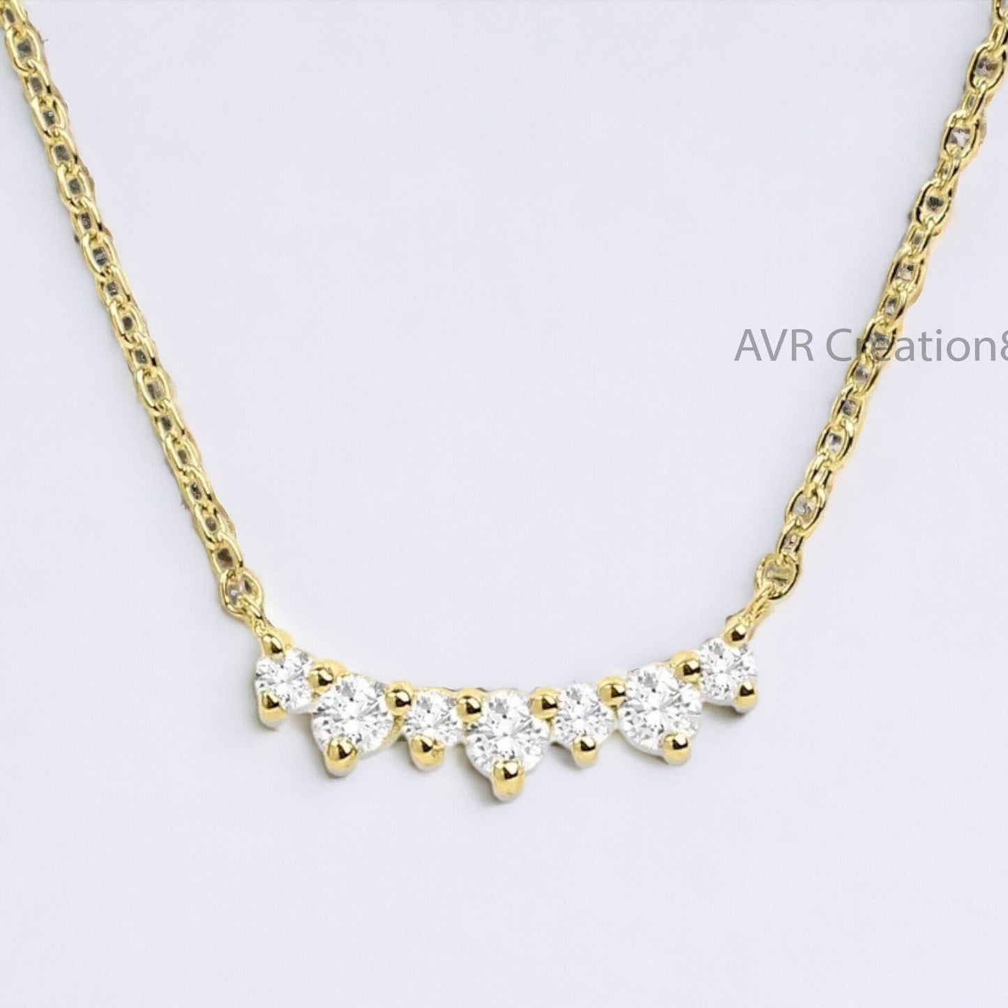 Cluster Diamond Bar Women's Necklace Pendant, Daily Use Pendant Necklace, Dainty Diamond Pendant, 925 Sterling Silver, Anniversary Gifts