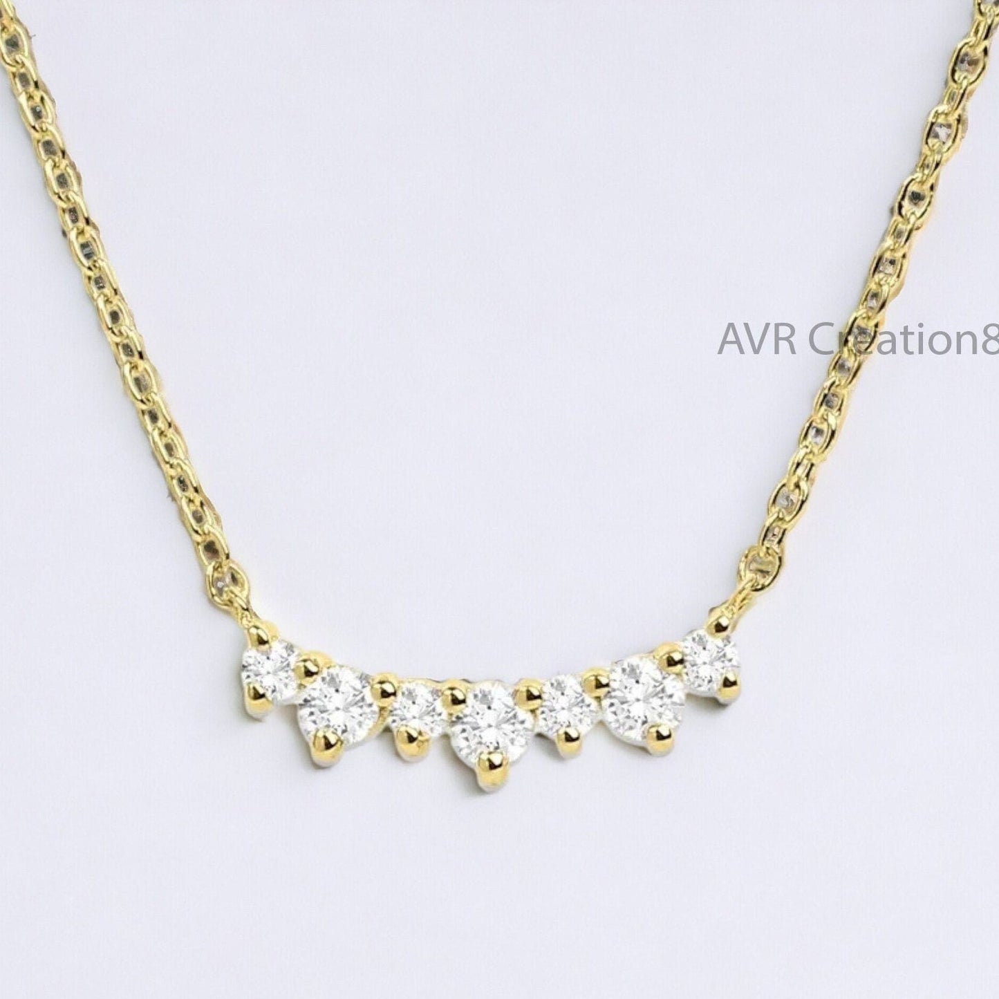 Cluster Diamond Bar Women's Necklace Pendant, Daily Use Pendant Necklace, Dainty Diamond Pendant, 925 Sterling Silver, Anniversary Gifts