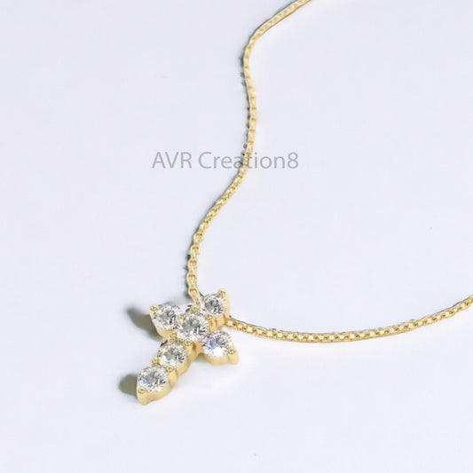 Tiny Cross Diamond Women's Necklace Pendant, Daily Use Handmade Pendant, Minimalist Pendant, 925 Sterling Silver, Anniversary Gifts For Her
