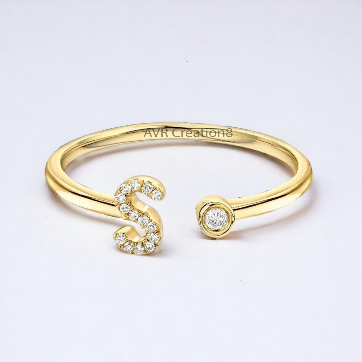 Personalized "S" Initial Letter Diamond Ring, Dainty Diamond Ring, Minimalist Ring, Personalized Gifts, Initial Ring, Gifts, Customized Ring