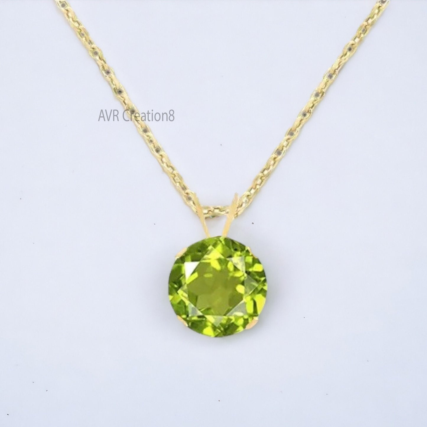 Peridot Gemstone Pendant Necklace For Women, August Birthstone Necklace, Single Stone Pendant, 925 Sterling Silver, Pendant For Women