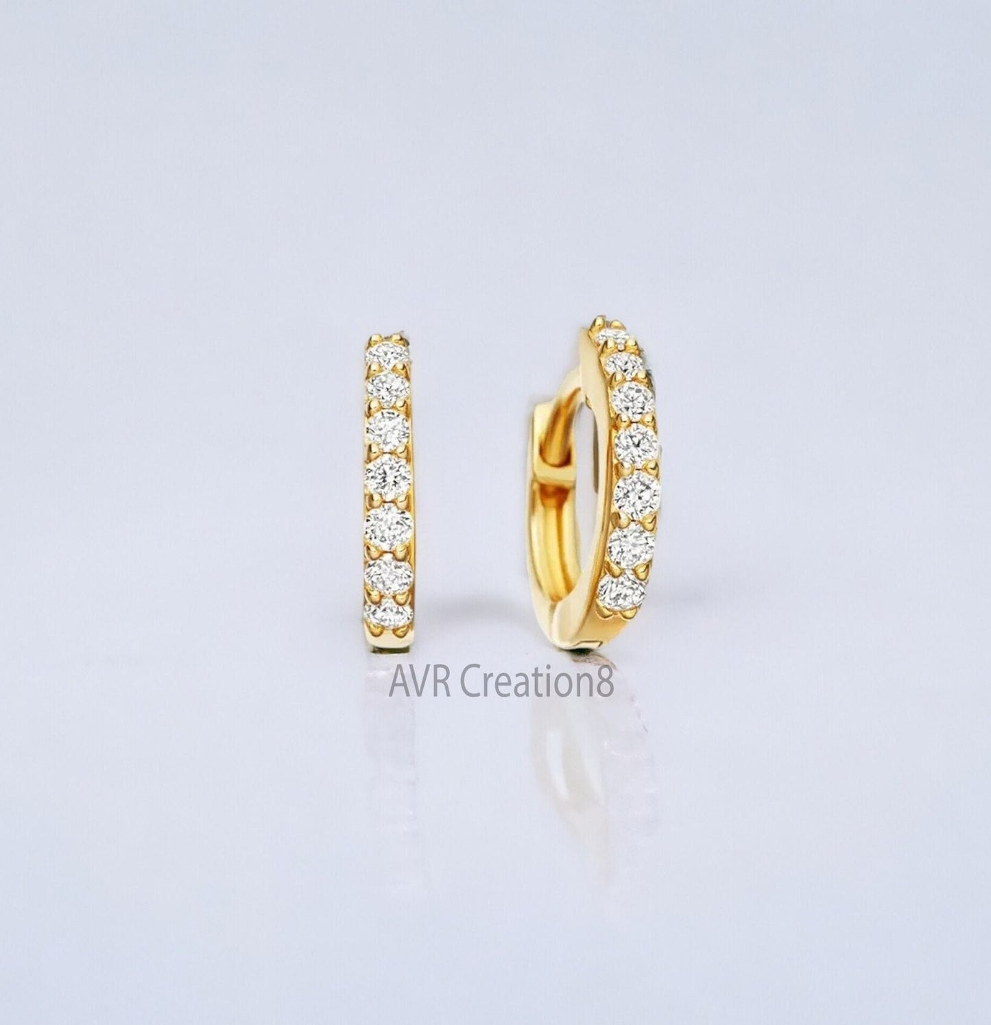 Minimalist Diamond Women's Huggie Hoop Earrings, Daily Use Earrings, Dainty Diamond Earrings, 925 Sterling Silver, Handmade Gifts For Women