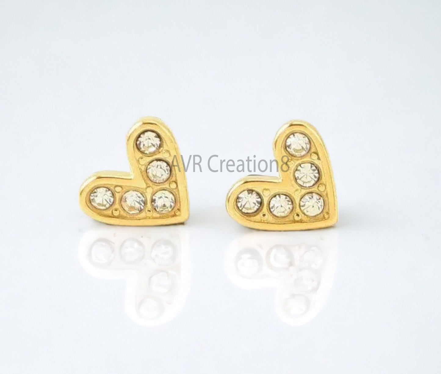 Heart Shape Mini Diamond Stud Earrings For Her, Dainty Diamond Earrings, Solitaire Heart Earrings, 14K Yellow Gold Plated, Mothers Day Gifts