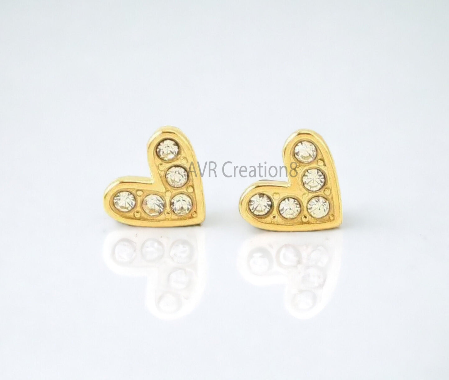 Heart Shape Mini Diamond Stud Earrings For Her, Dainty Diamond Earrings, Solitaire Heart Earrings, 14K Yellow Gold Plated, Mothers Day Gifts