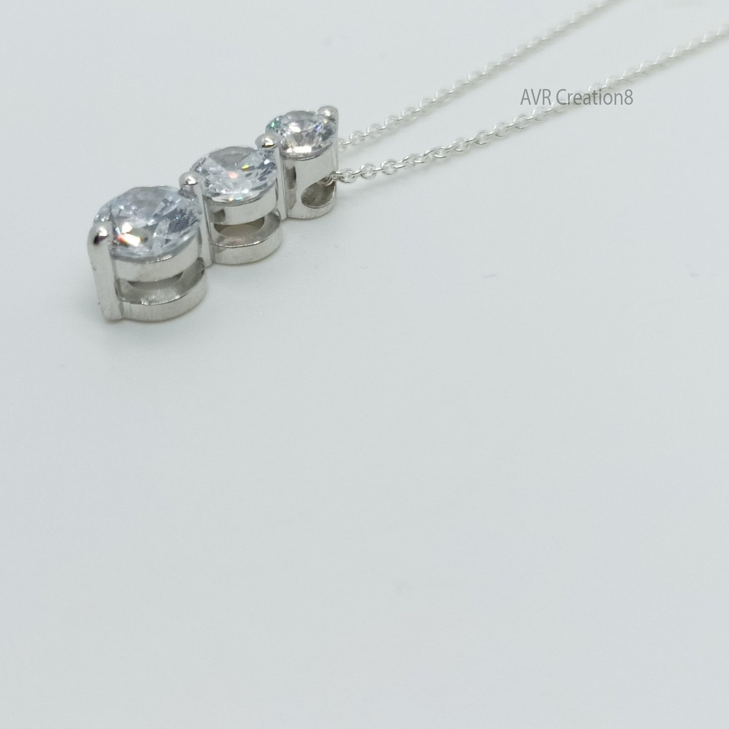 Three Stone Moissanite Necklace | Moissanite Pendant | 925 Sterling Silver | Past Present Future Necklace | Gift for Her | Birthday Gift