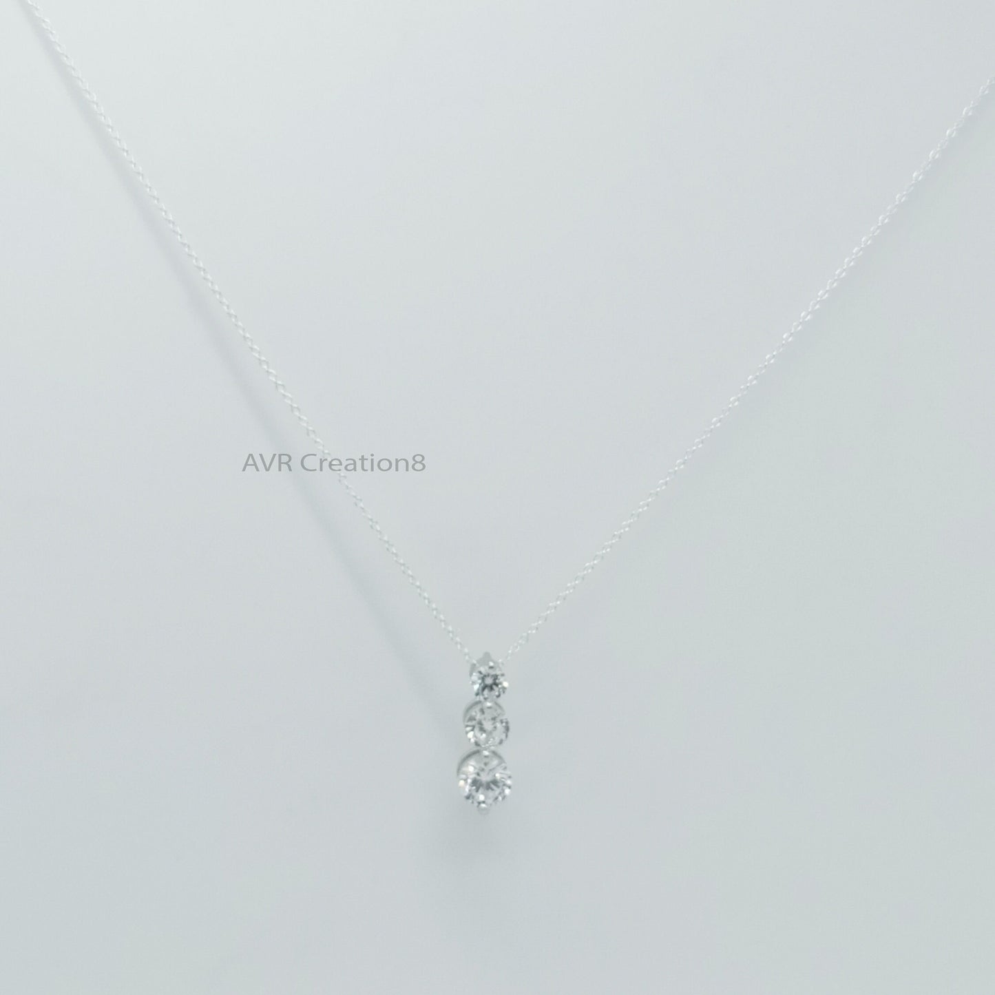 Three Stone Moissanite Necklace | Moissanite Pendant | 925 Sterling Silver | Past Present Future Necklace | Gift for Her | Birthday Gift
