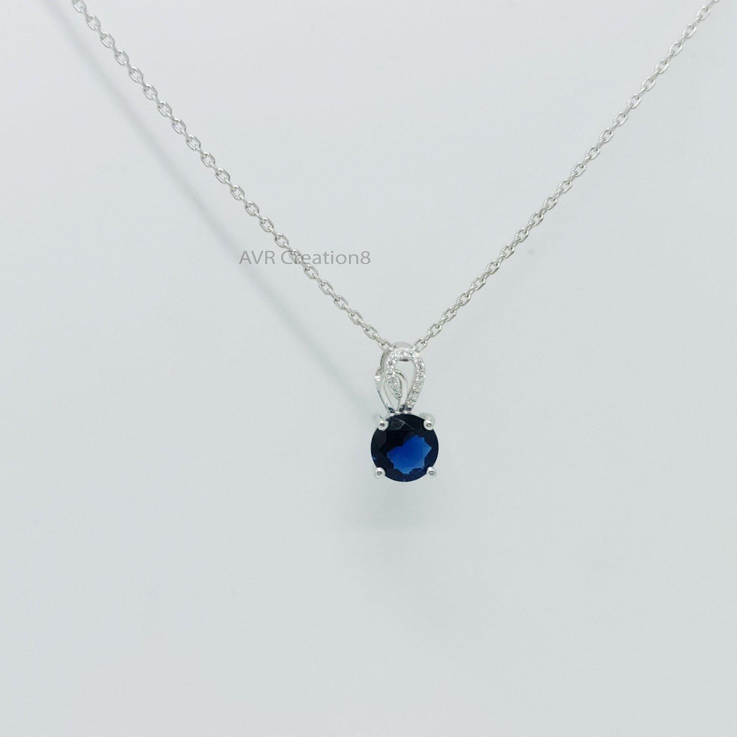 Blue Sapphire & Diamond Necklace Pendant | Minimalist Blue Gemstone Pendant | 925 Sterling Silver | Pendant For Women | September Birthstone