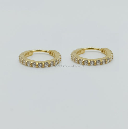 Dainty Diamond Hoop Earrings For Women, Minimalist Diamond Earring, 14K Yellow Gold Plated, Wedding Gifts Earrings, Earrings For Women's