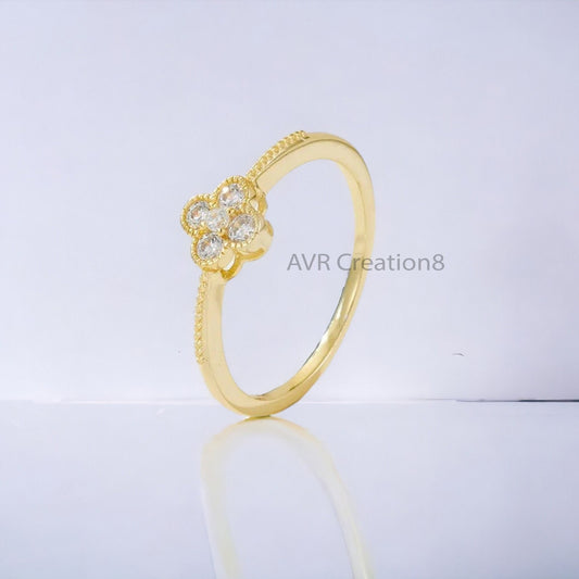Dainty Diamond  Engagement Ring For Her, Stackable Diamond Ring, Five Stone Minimalist Ring, 14K Yellow Gold Plated, Gifts For Girlfriend