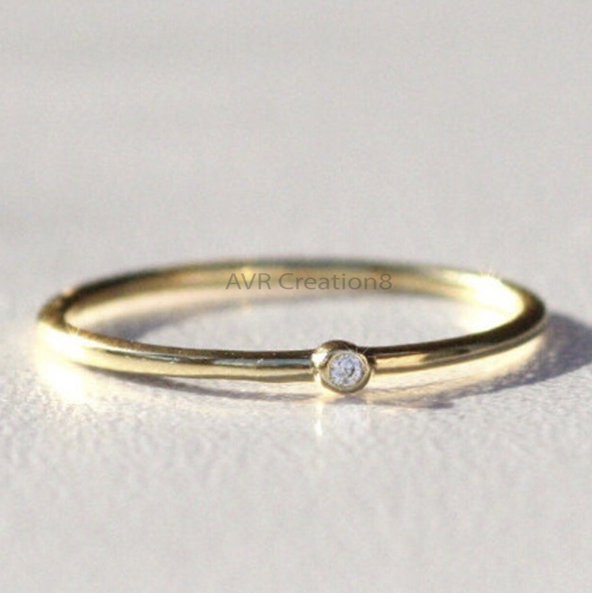 Bezel Set Dainty Diamond Promise Ring Gifts For Her, 925 Sterling Silver, Minimalist Diamond Ring, Stackable Ring,  Anniversary Gifts