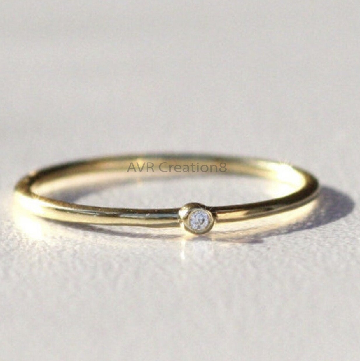 Bezel Set Dainty Diamond Promise Ring Gifts For Her, 925 Sterling Silver, Minimalist Diamond Ring, Stackable Ring,  Anniversary Gifts