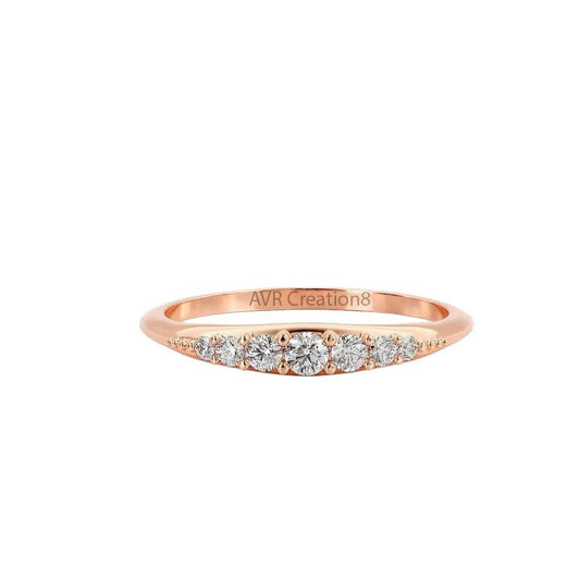Diamond Ring For Women, 14K Rose Gold Plated, Wedding Diamond Ring, Silver Ring, Minimalist Stacking Rings, Anniversary Gift, Birthday Gift