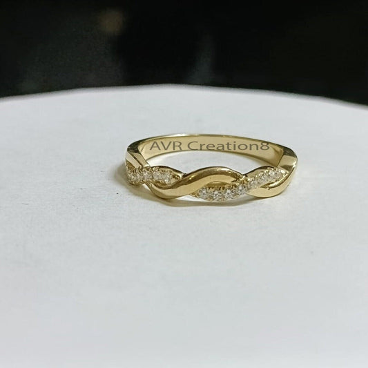 Twisted Wedding Band, Diamond Eternity Ring, Braided Stacking Ring, Delicate Anniversary Ring, Love Knot Band, Gift For Her,  Unique Band