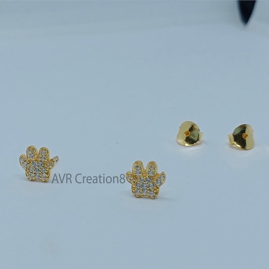 Dainty Paw Print Stud Earrings | Pet Lover Jewelry | Sparkling Animal Paw Earrings | Dog Mom Gift | Cat Lover Gift | Everyday Cute Earrings