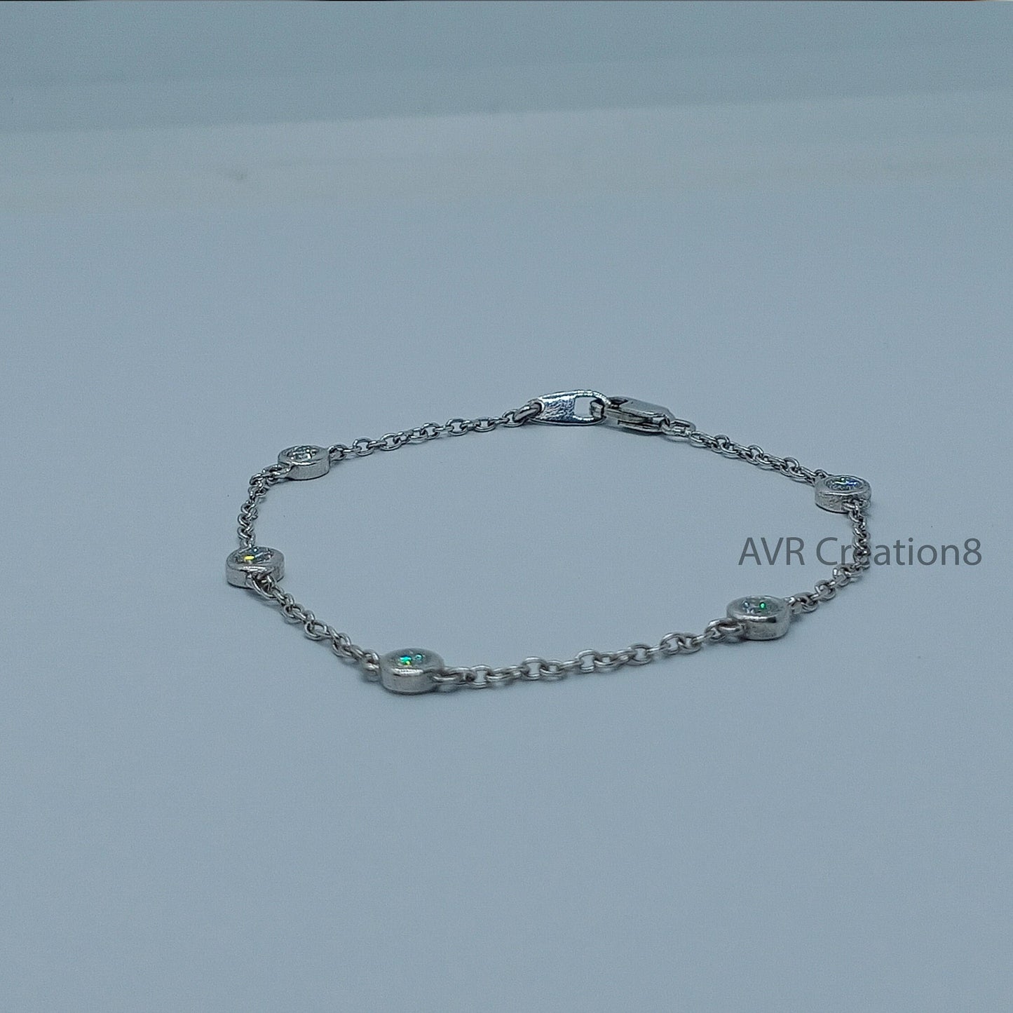 Five Stone Solitaire Diamond Bracelet, Minimalist Bracelet Gift For Women, Bezel Set Dainty Bracelet, Anniversary Gifts, Gifts For Her, Gift